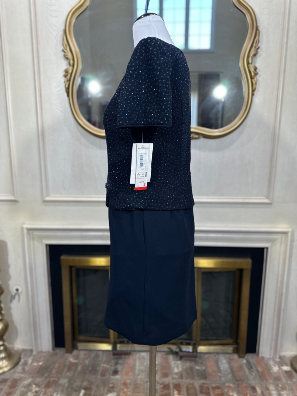 Jessica Howard Dress Size 8 Petite Vintage Navy Sequin Evening 90s Luxe - Picture 4 of 10